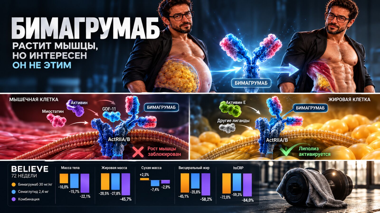 Обложка статьи «Бимагрумаб: мышцы прибавились, сила осталась прежней»