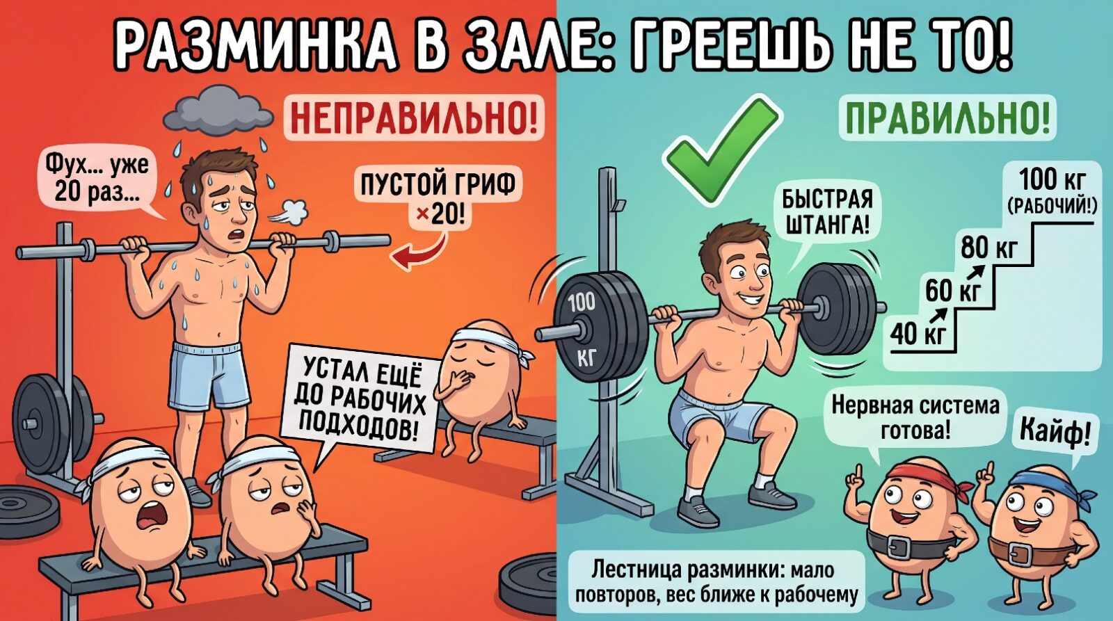 Обложка статьи «Разминаешься пустым грифом по 20 раз? Ты греешь не то»