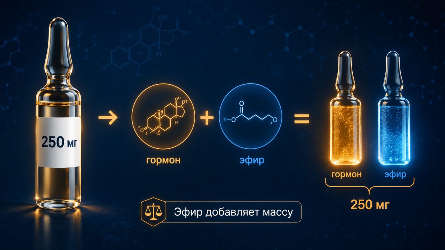 Эфир добавляет массу молекуле гормона
