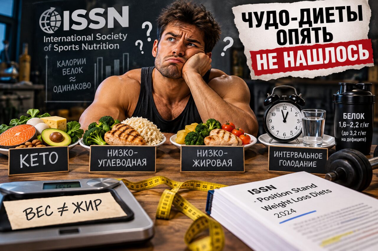 Обложка статьи «ISSN обновило позицию по похудению: чудо-диета опять не нашлась»
