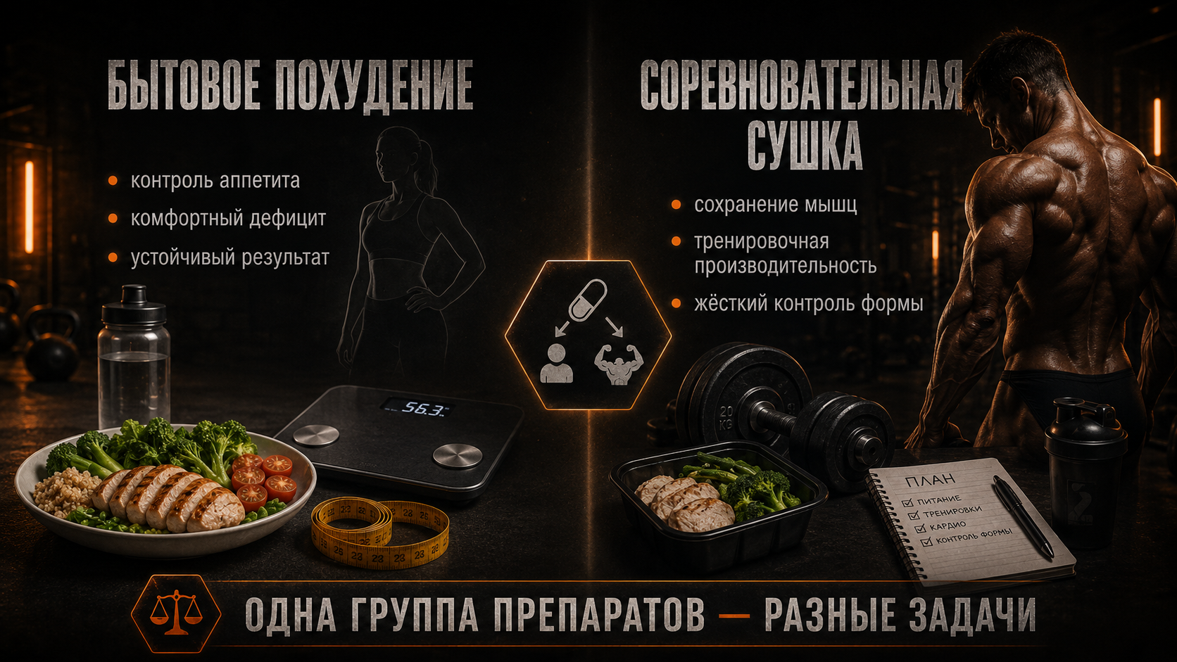 Различия между бытовым похудением и соревновательной сушкой в бодибилдинге